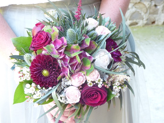 Bouquet mariée, bodeaux, rose, blanc